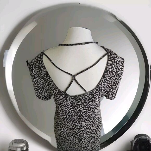 Joseph Ribkoff Maxi Dress Floral Black Size 12 Slit Sides Zip Back Stretch - Picture 6 of 11